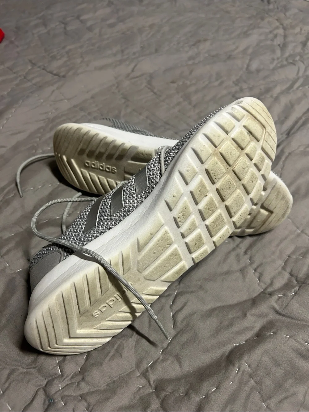 adidas Women's Light Gray Knit Running Shoes